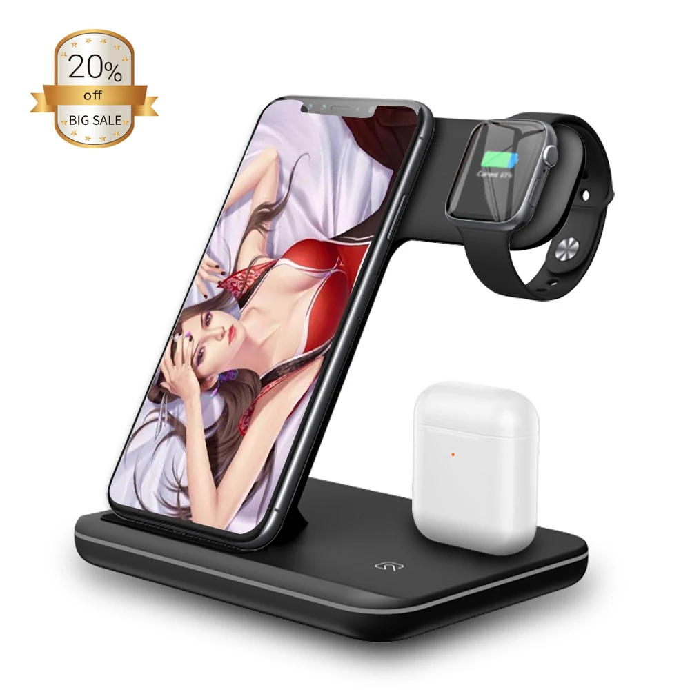 
Прямая поставка, 3 в 1, многофункциональное Беспроводное зарядное устройство 10 Вт, совместимое с устройствами iPhone и Samsung, зарядное устройство 