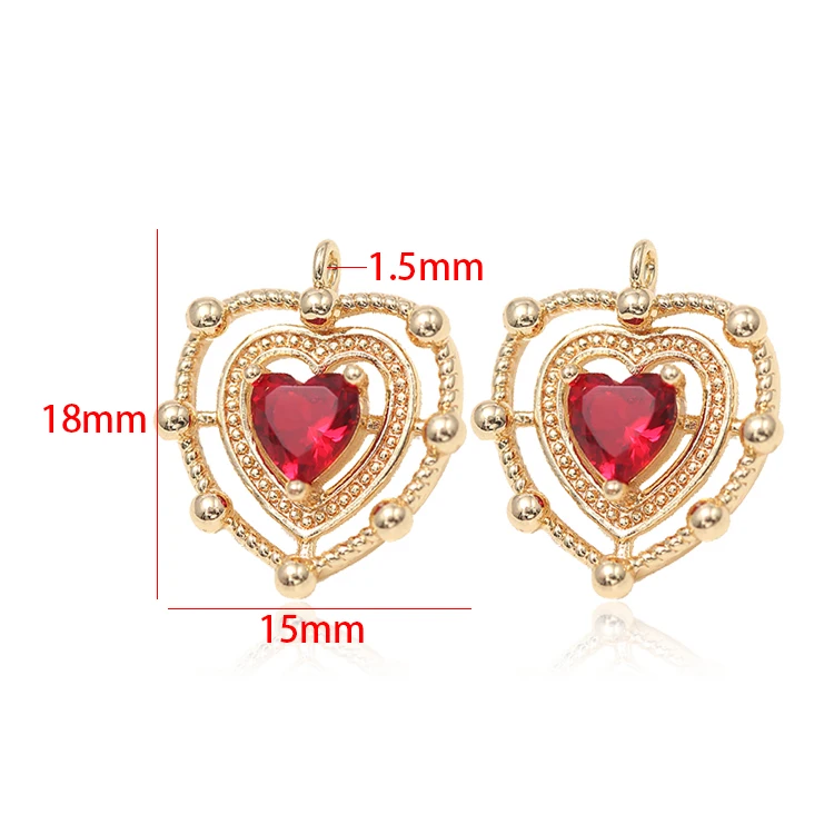 Fashion Girl Jewelry Parts 14k Gold Plated Heart Charm for Diy Jewelry