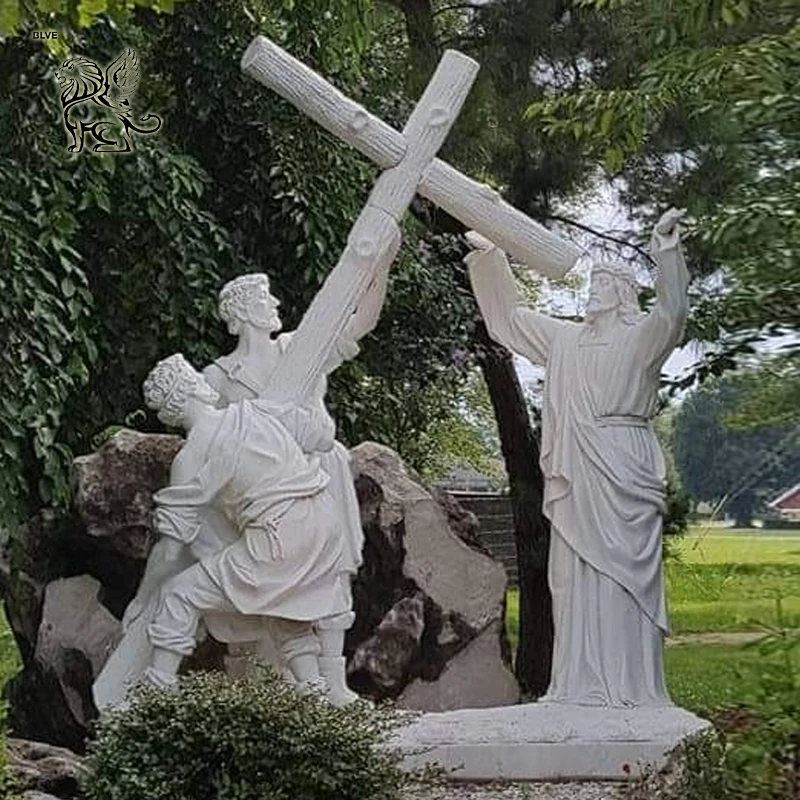 BLVE Custom Sculpture Outdoor Church Hand Carved Life Size Catholic Religious Marble Christ Jesus Statue Sculpture