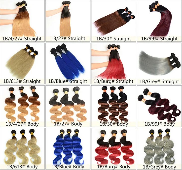 Free shipping Brazilian Remy Human Hair ,Popular in Aliexpress 1b/27# Straight Wave virgin hair wholesale
