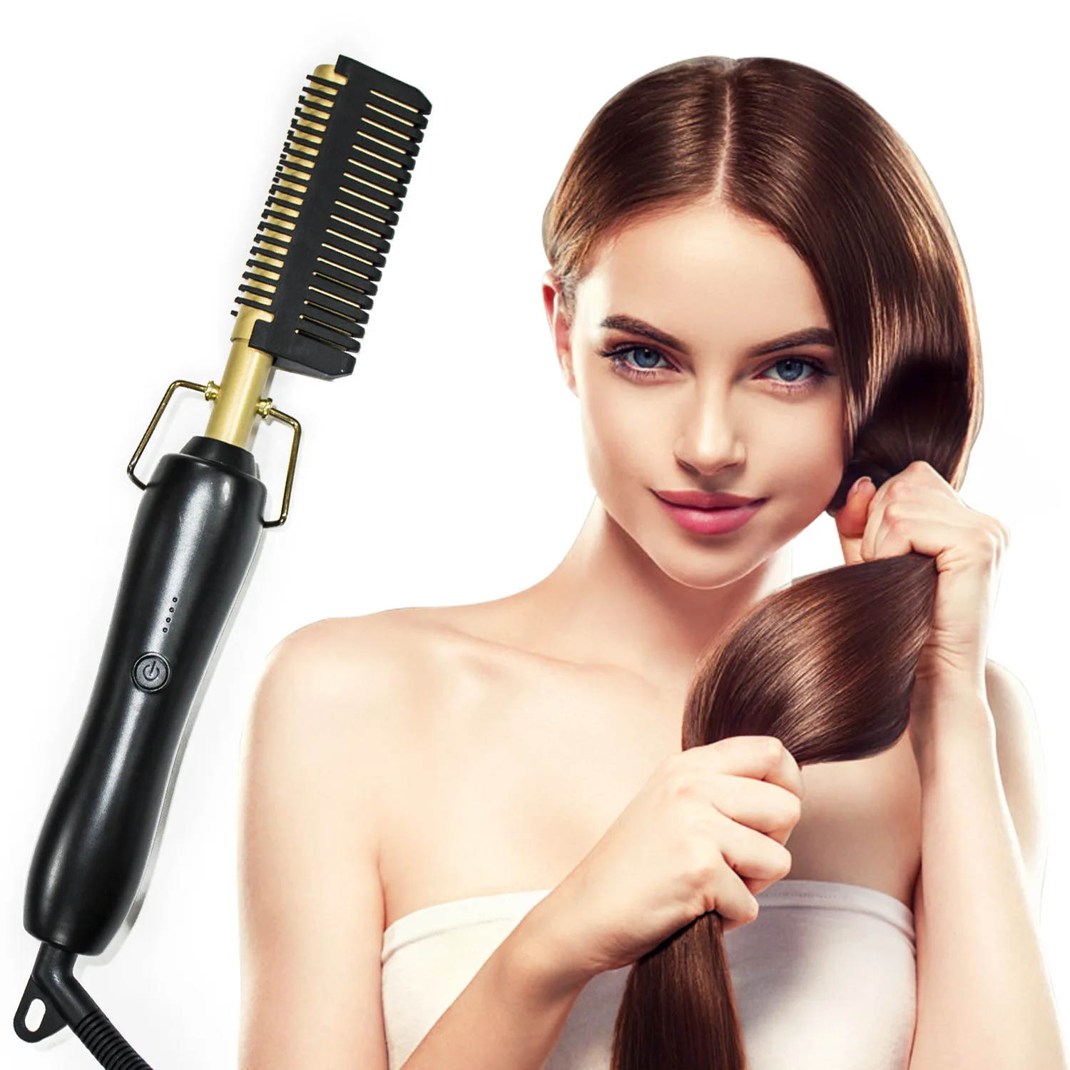 Professional Electric Ceramic Ionic Hair Straighten Straightener Brush Hot Comb Pressing Electric Hot Comb Hair Straightener