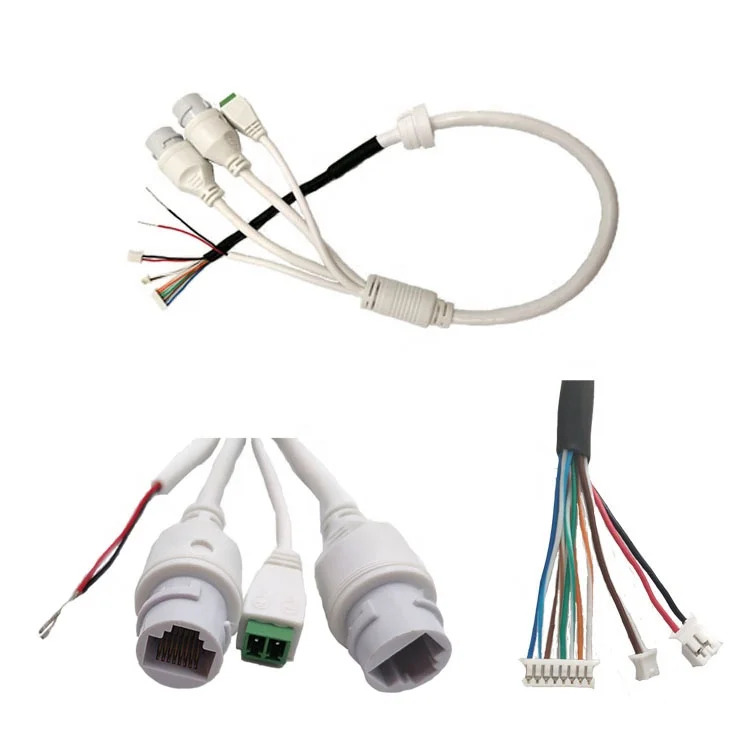 Customized security line IP CCTV camera cable assembly connector RJ45 female and DC plug cable CCTV