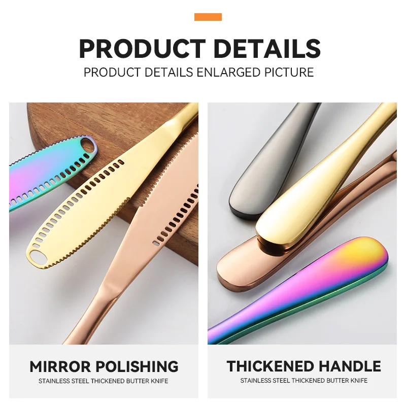 Hot Sale Stainless Steel Butter Knife Gold Silverware Cutlery Set Kitchen 3 in 1 Jam Peanut Butter Knife