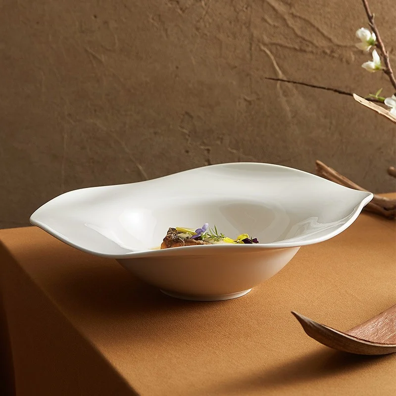 2024 kitchen & tabletop Ceramic Soup Bowl Irregular crockery Dinnerware Restaurant Dishes Pasta Noodles Plates Italian tableware