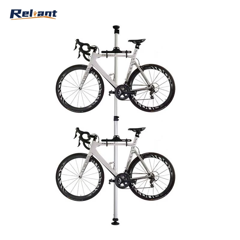 Column Type Telescopic Design Bicycle Rack Storage With Two Aluminum Hooks