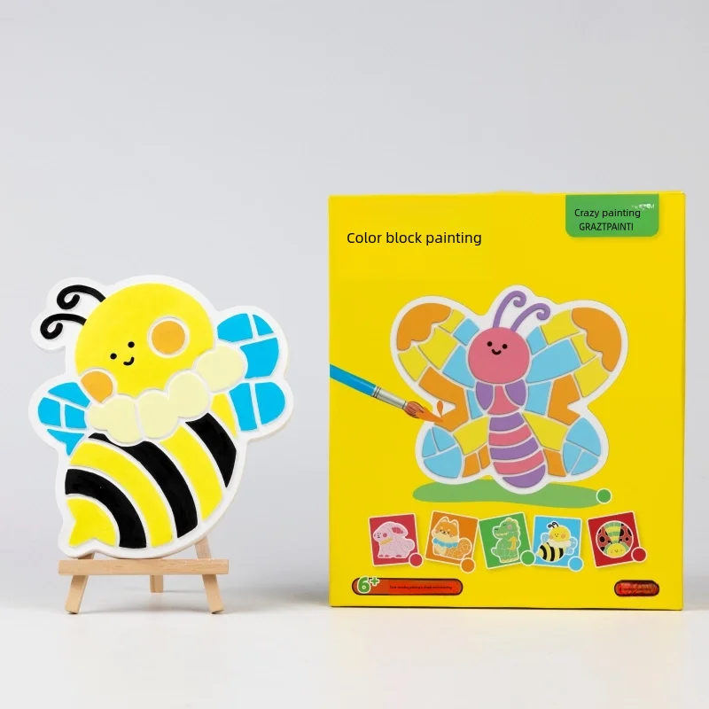 2024 New child gypsum painting diy kit-Color Block Painting-little bee plaster drawing art education toy set as gift for kid