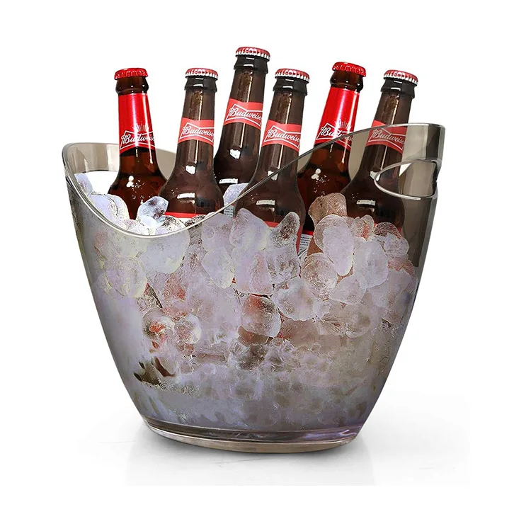 China Factory WholeSales Custom Logo Transparent Plastic Bucket Custom Plastic Frosted Ice Bucket