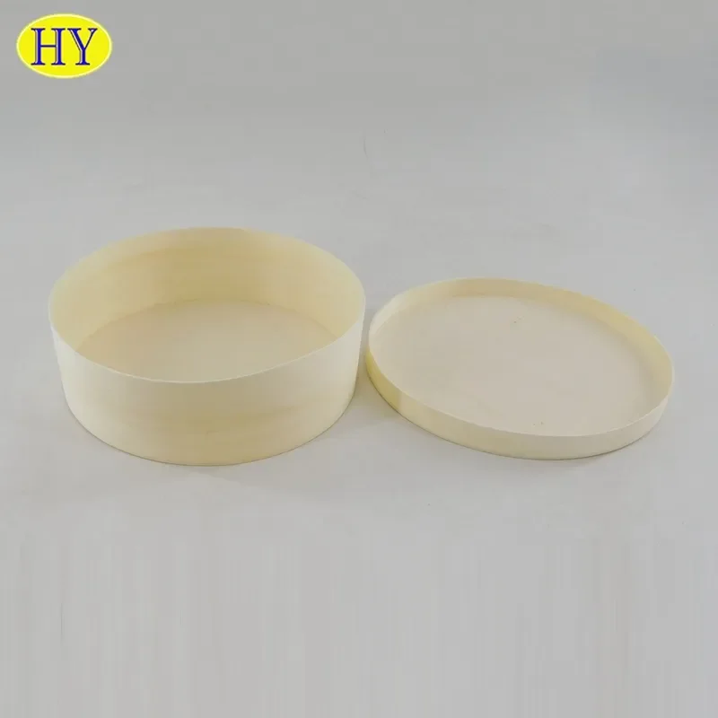 Round Box Custom Cheese Cake Snack Dessert Fruit Salad Grazing Charcuterie Wooden with Wooden Cover Lid Christmas Eco-friendly