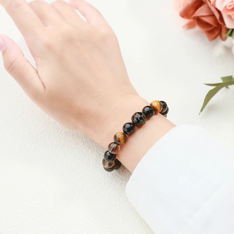 JD драгоценные камни оптовая продажа Reiki целебные круглые браслеты из бисера 3 А натуральный желтый браслет с кристаллами Тигрового Глаза