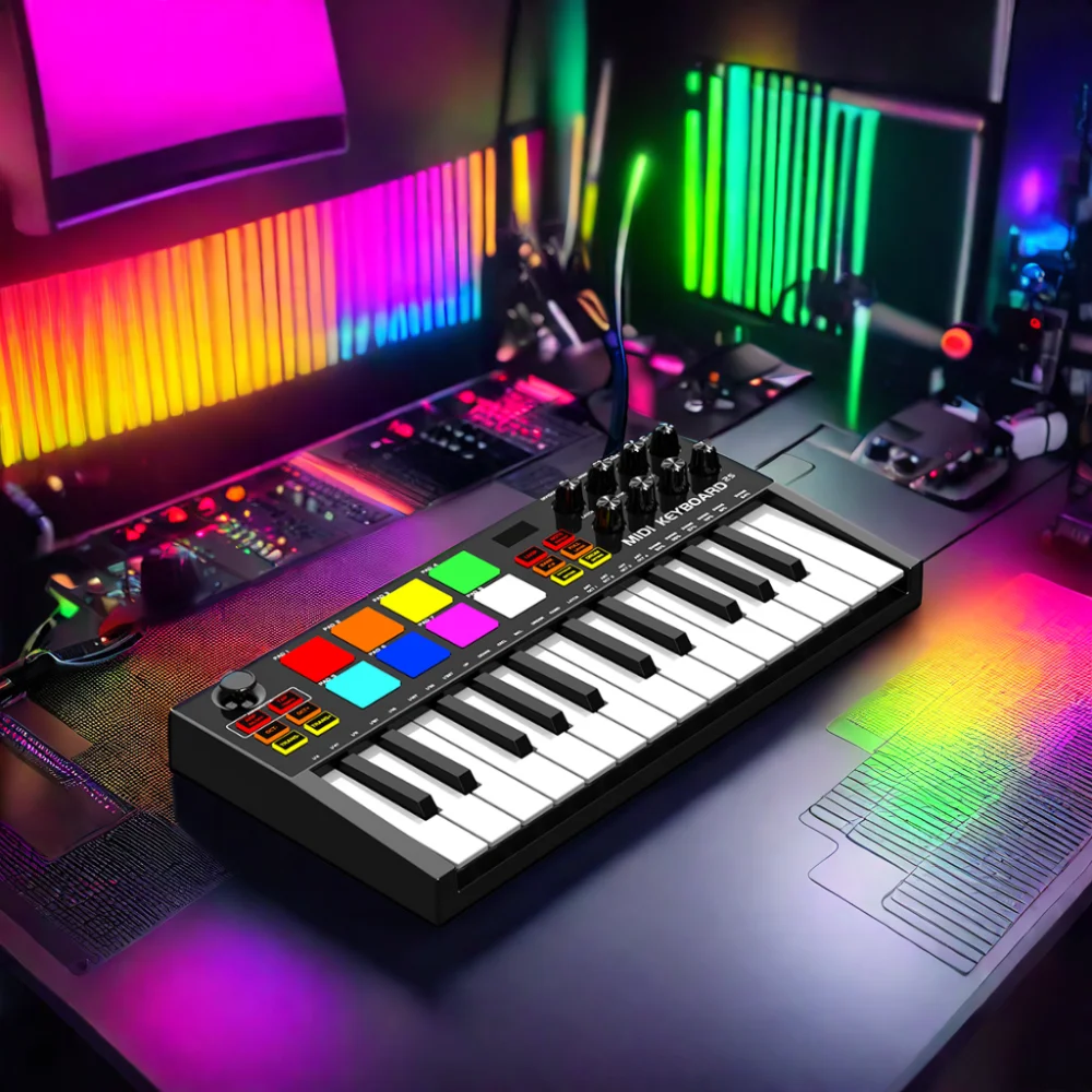 wholesale Professional Band Portable Mini piano 25-Key USB Keyboard and Drum Pad Controller With electronic synthesizer Demo