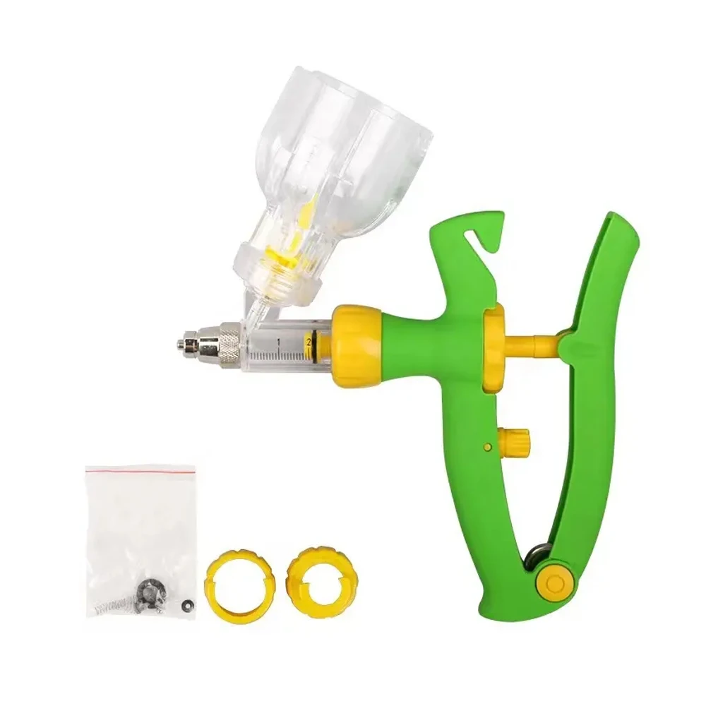 Adjustable 2ml Green Safety Veterinary Automatic Continuous Syringe Chicken Injection Gun for Animal Use