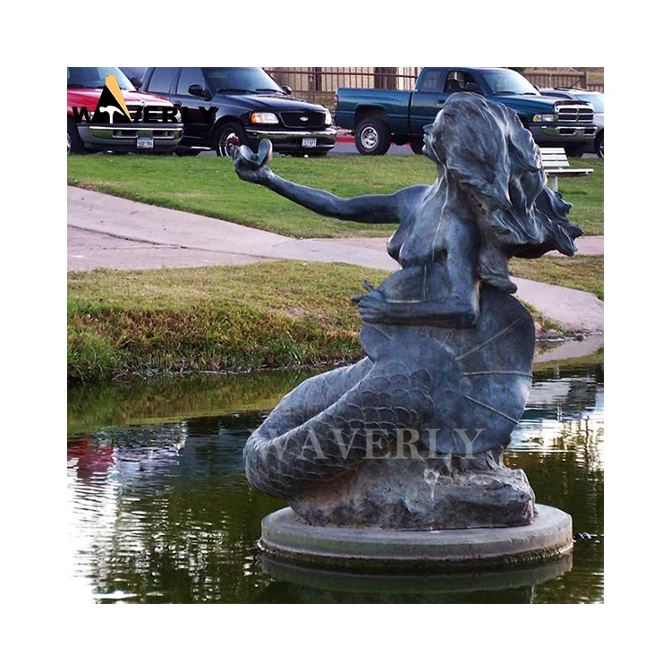 Outdoor Garden Life Size Metal Mythology Statue Fountain Hand Cast Bronze Mermaid Sculpture Fountain for Sale