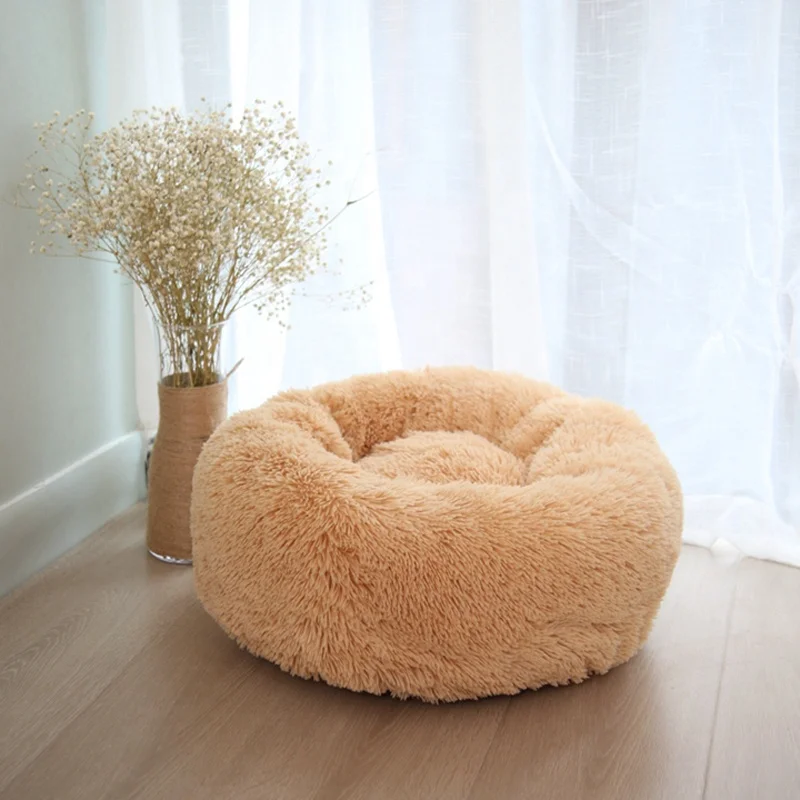 
Faux Fur Ultra Soft Washable Dog Cushion Cat Bed Pet Beds Washable Plush Round Luxury Dog Bed 