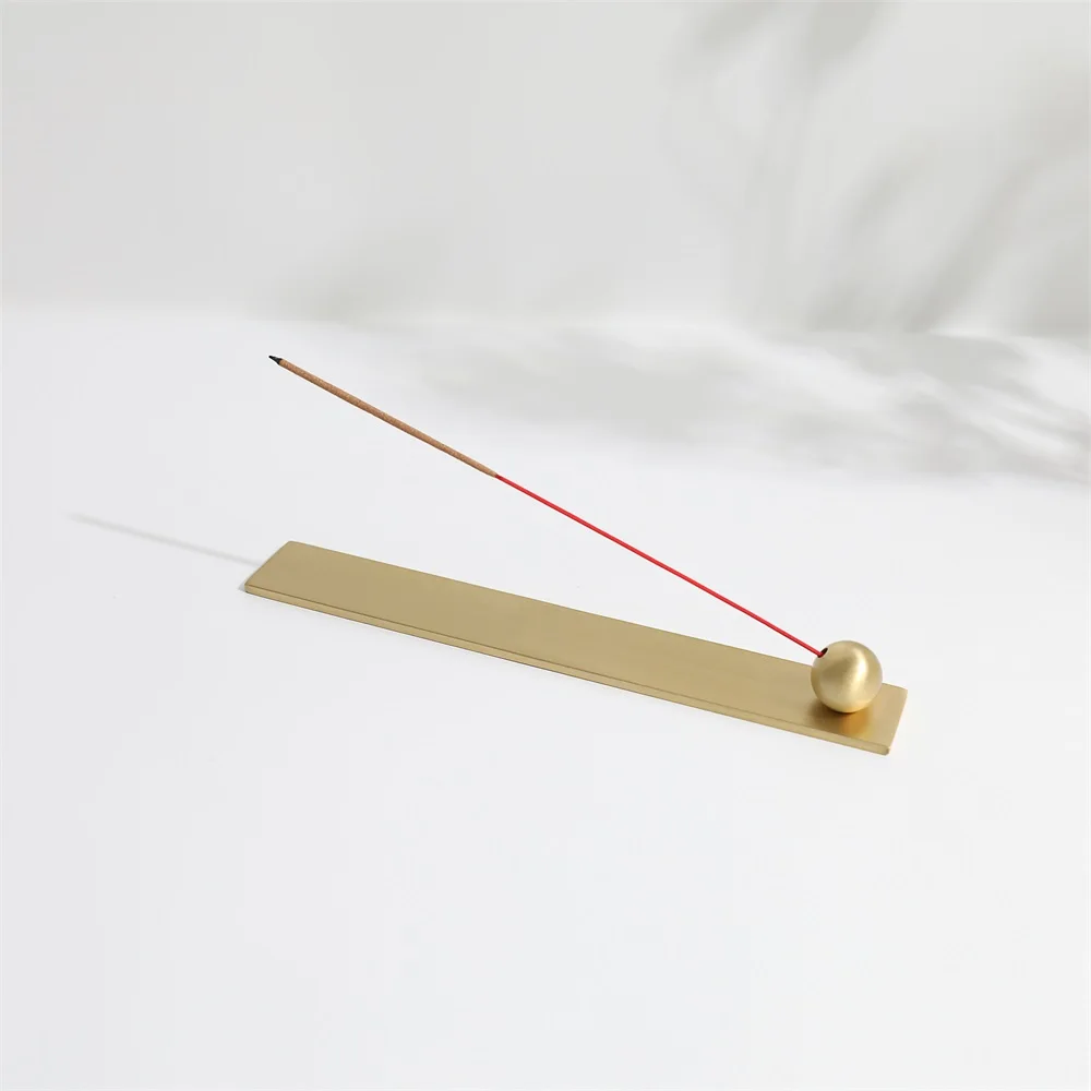 Maxery Unique Design Balls Incense Holder with Ashtray Solid Brass Stick Incense Holders Metal Incense Burner Holder For Yoga