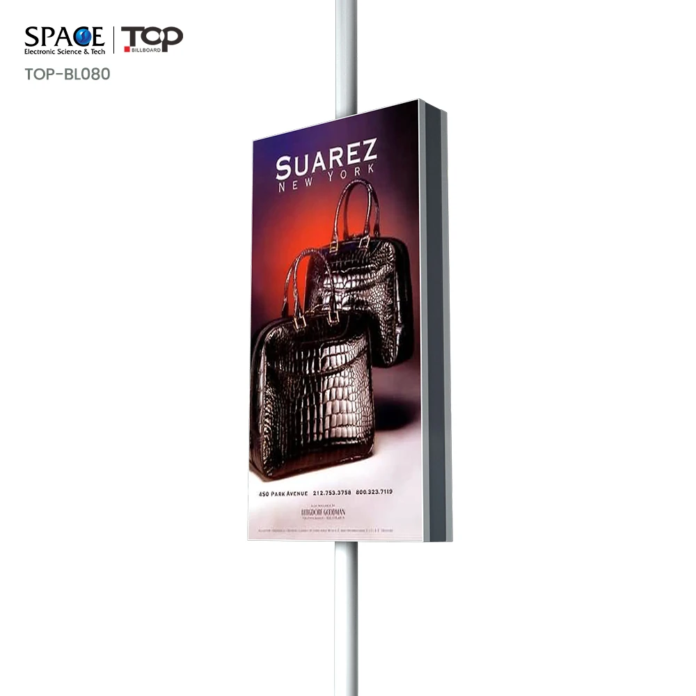 LED Sign Double Side Outdoor Advertise Street Pole Advertising Frame Small Pole Light Box