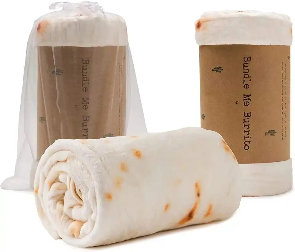 Super soft burritos pattern tortilla taco blanket double sided fleece print for kids and adults