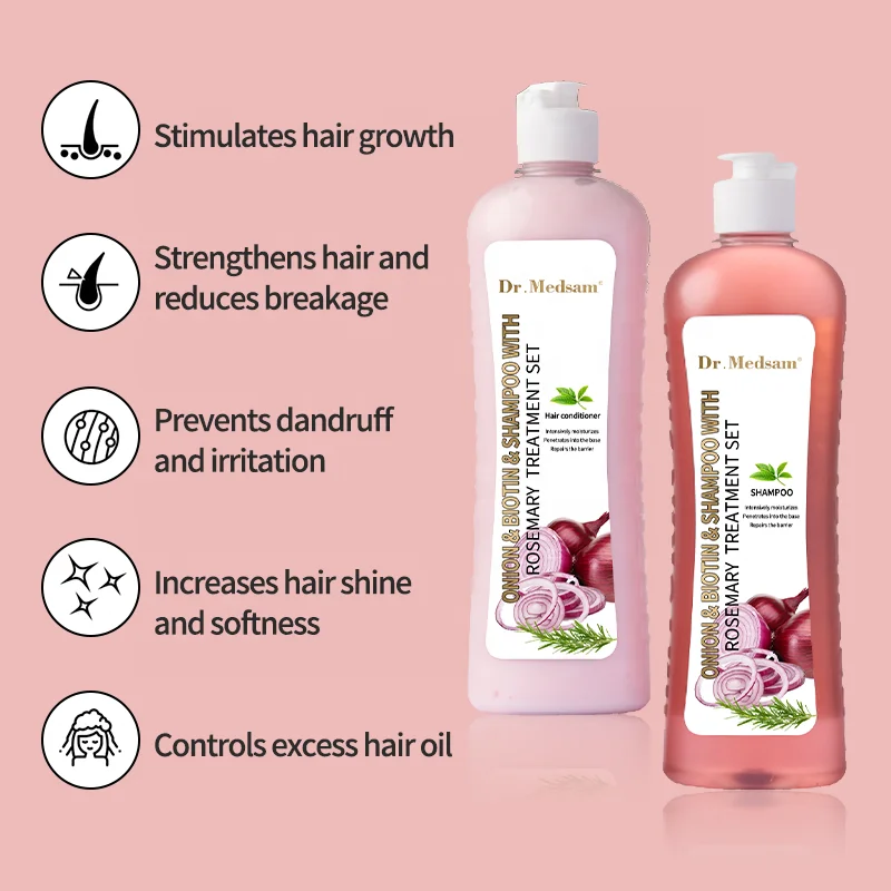 100% Natural Organic Treatment Hair Growth Onion Biotin Rosemary Shampoo And Conditioner