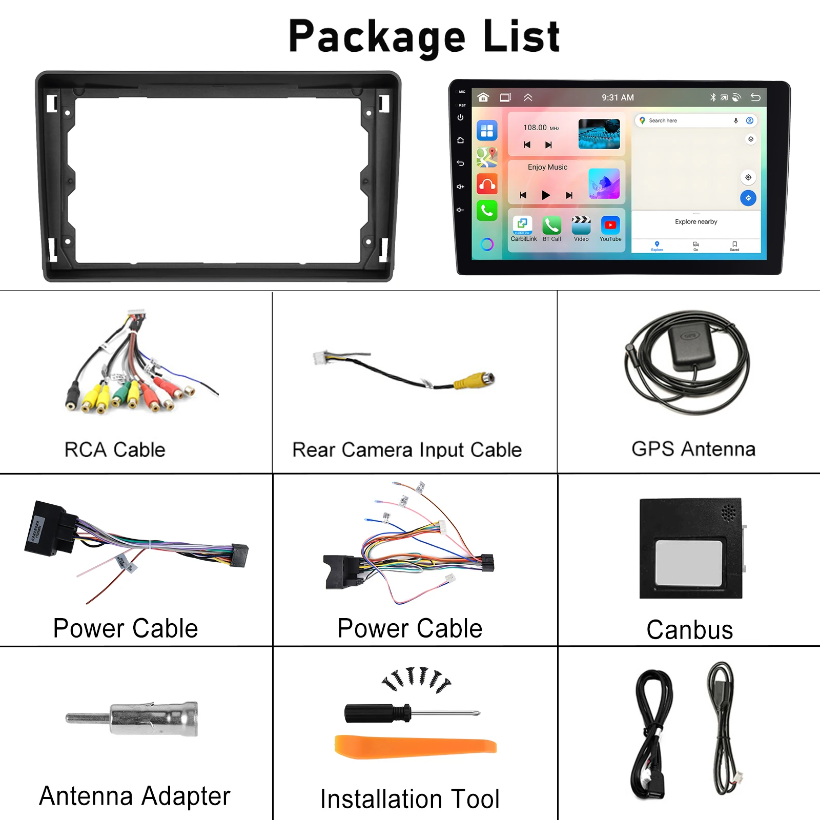 Автомагнитола Podofo Android 4 + 64G 9 дюймов беспроводная автомагнитола 2009-2016/ Ford Focus 2005-2008