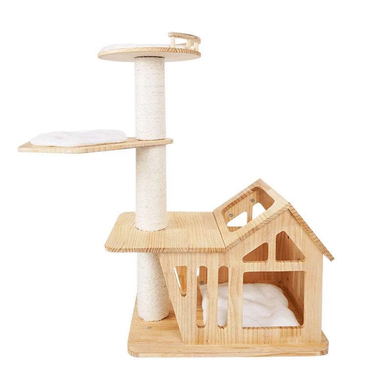 In Stock Vertical post Wooden rack Pet toy Cat climbing rack  Large cat tree