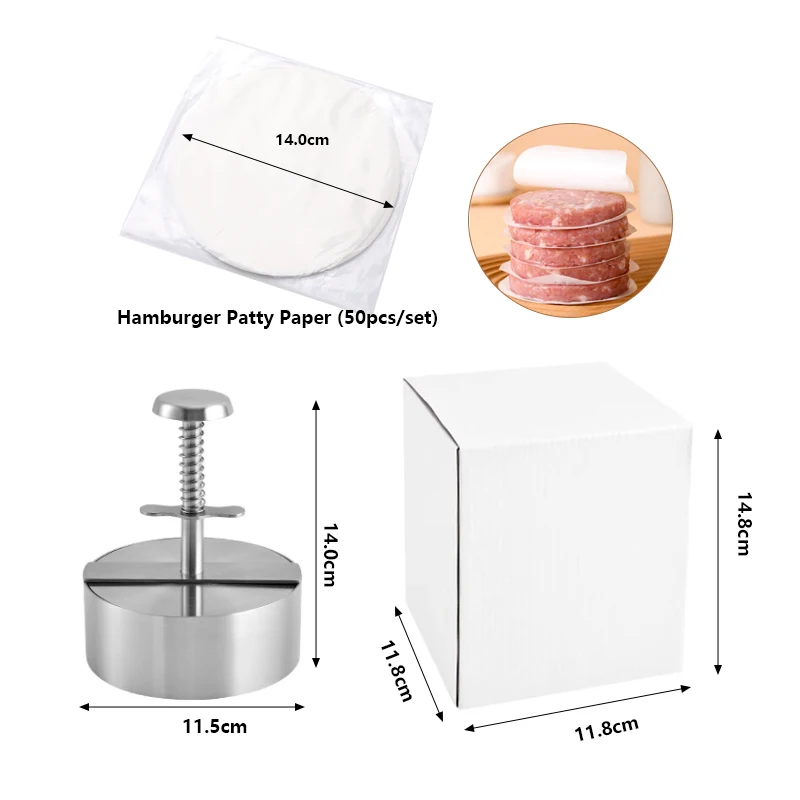 Stainless Steel Hard Durable  Hamburger Patty Maker Mold Burger Press for Meat Vegetables Beef BBQ