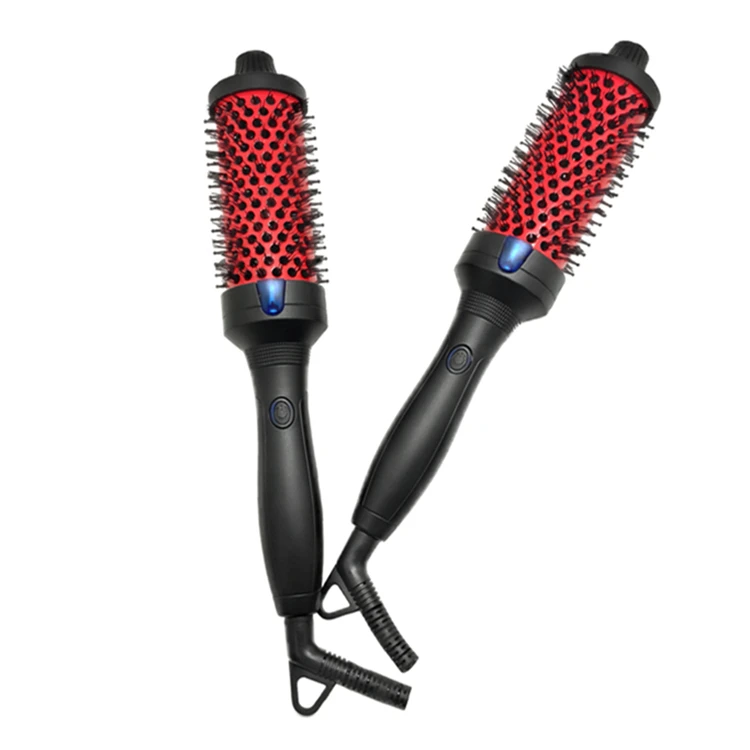 Best Quality Customized Magic Hair Brush Iron Straightener LED Display Electric Titanium Ceramic Plates Straight Hair Home Hotel