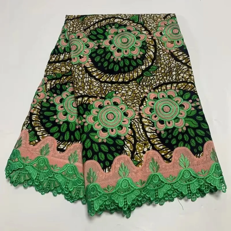 ACI New Arrivals African Wax Print Ankara Lace Fabric 6 Yards In 100% Cotton Soft Quality Embroidery Fabric