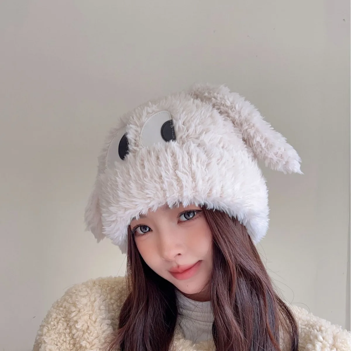 BuPao Cute Cartoon Funny Puppy Hat Warm Winter Thickened Wool Hat Warm Soft Animal Furry Faux Fur Custom Bucket Hats