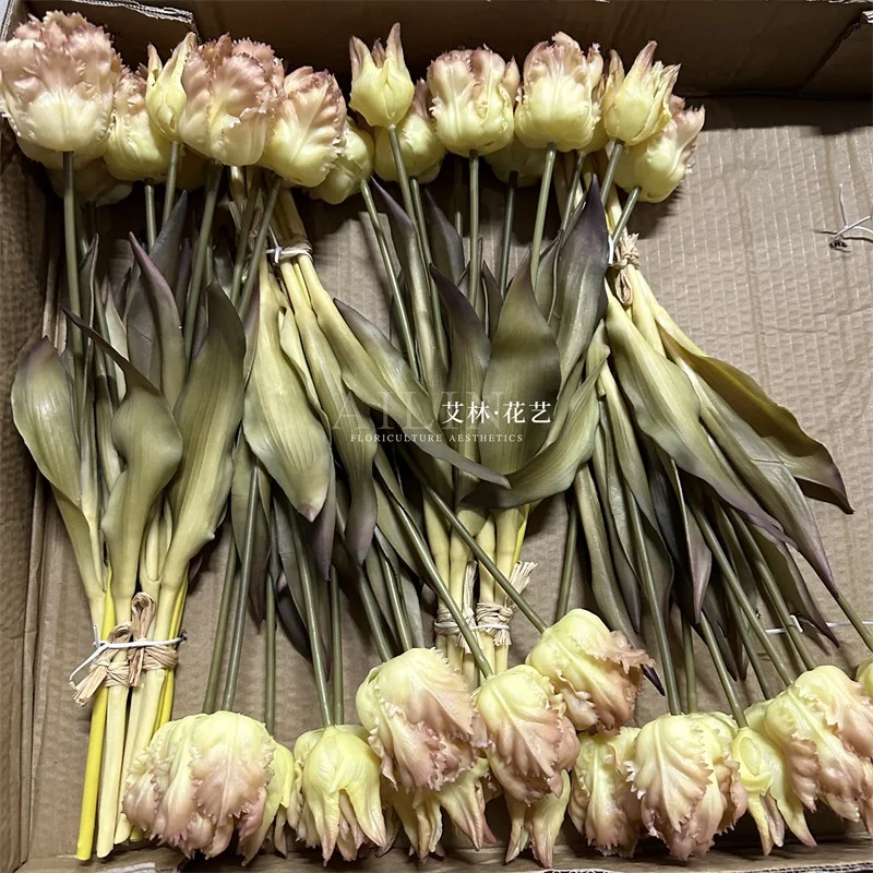 KEWEI-J623 Real Touch Latex Flowers Bouquet Artificial Tulip Flower Bunches White Real Touch Tulip Artificial Flower