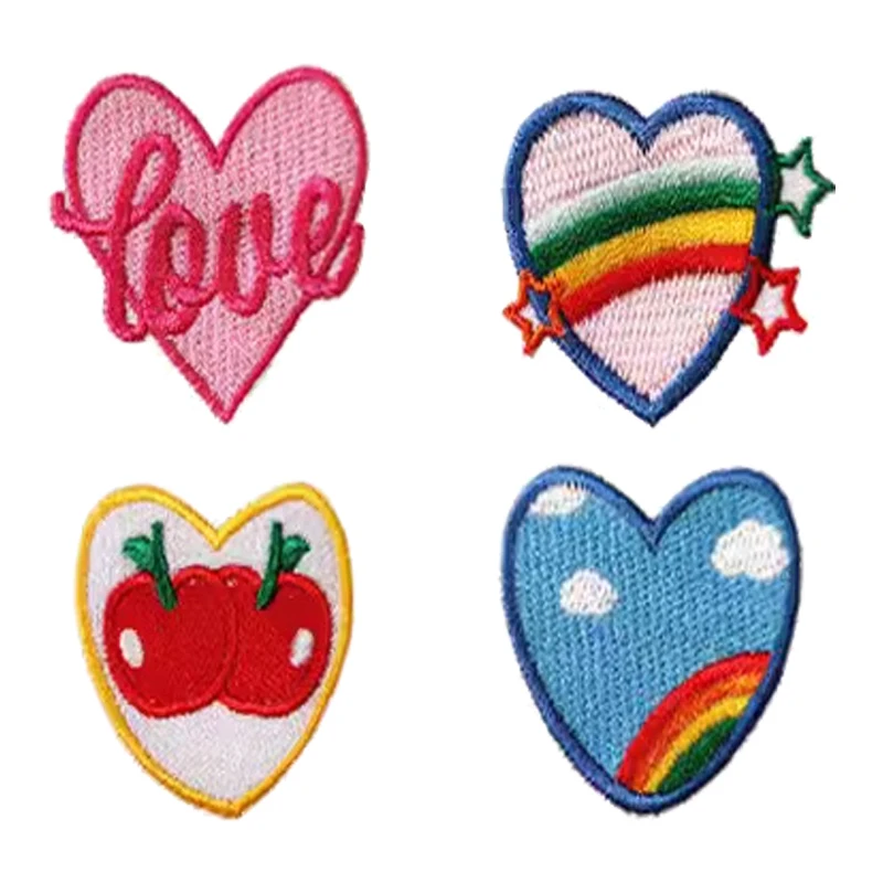 China Manufacture Custom Heart Design Embroidery Patch Hook And Loop Patch Flag Patches