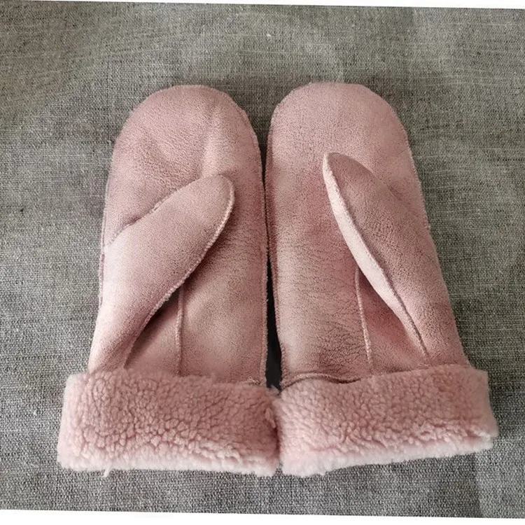 WRH Fashion Winter Gloves Sheepskin Leather Driving  Gloves Women