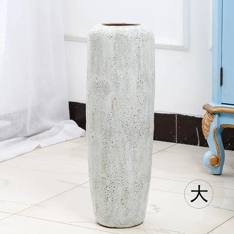 Wholesale Jingdezhen Ceramic Floor Large Vase Dry Flower White Bubble Glaze Modern Flower Decoration Hotel Living Room