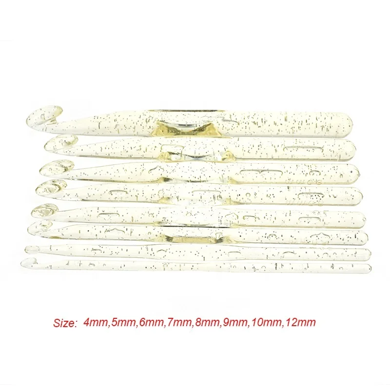 Looen Mix 8pcs Transparent Crystal Crochet Hook Set 4.0mm-12mm Crochet Hook Needles Knit Weave Craft Yarn Sewing Tools
