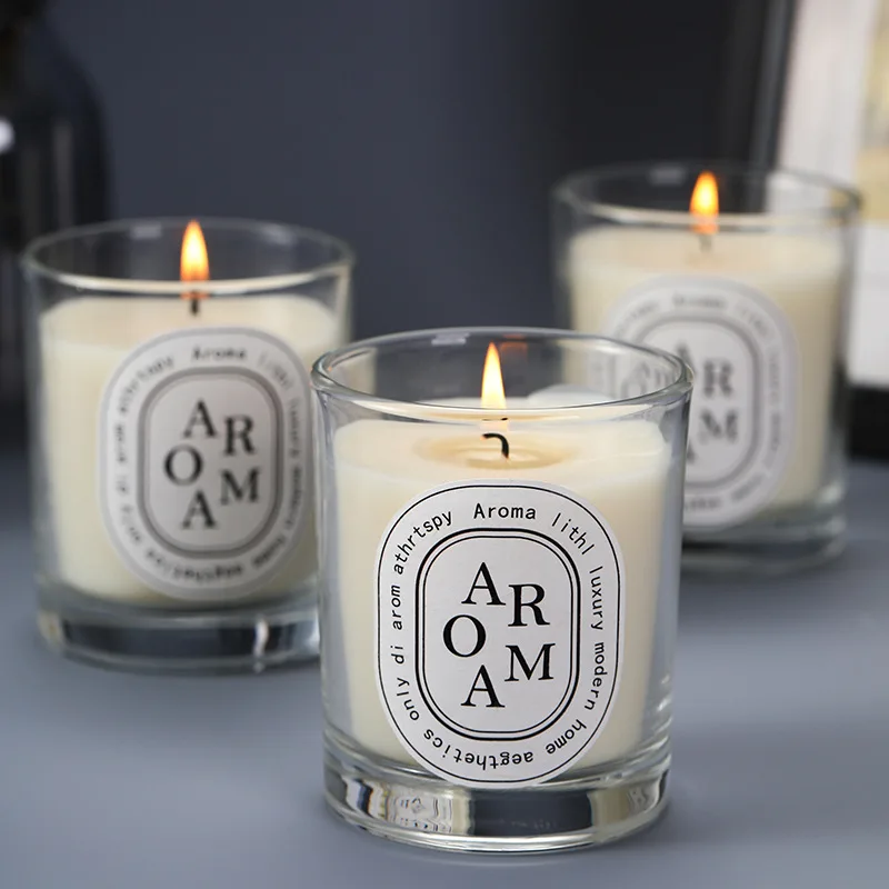 Wholesale Custom Fragrance Classical 100% Lavender Soy Wax Glass Jar Scented Candle For Home Decor Gift