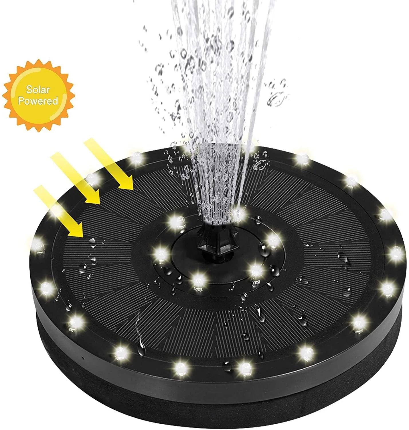 New Upgraded 3.5W solar bird fountain Solar Power with Colorful LED, Solar Fountain Pump with Battery Backup