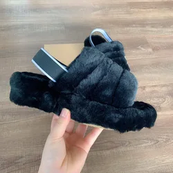 2020 wholesale lady Luxury Colorful Winter Warm Sheepskin Fur Slides for Women House Indoor Slippers Slides