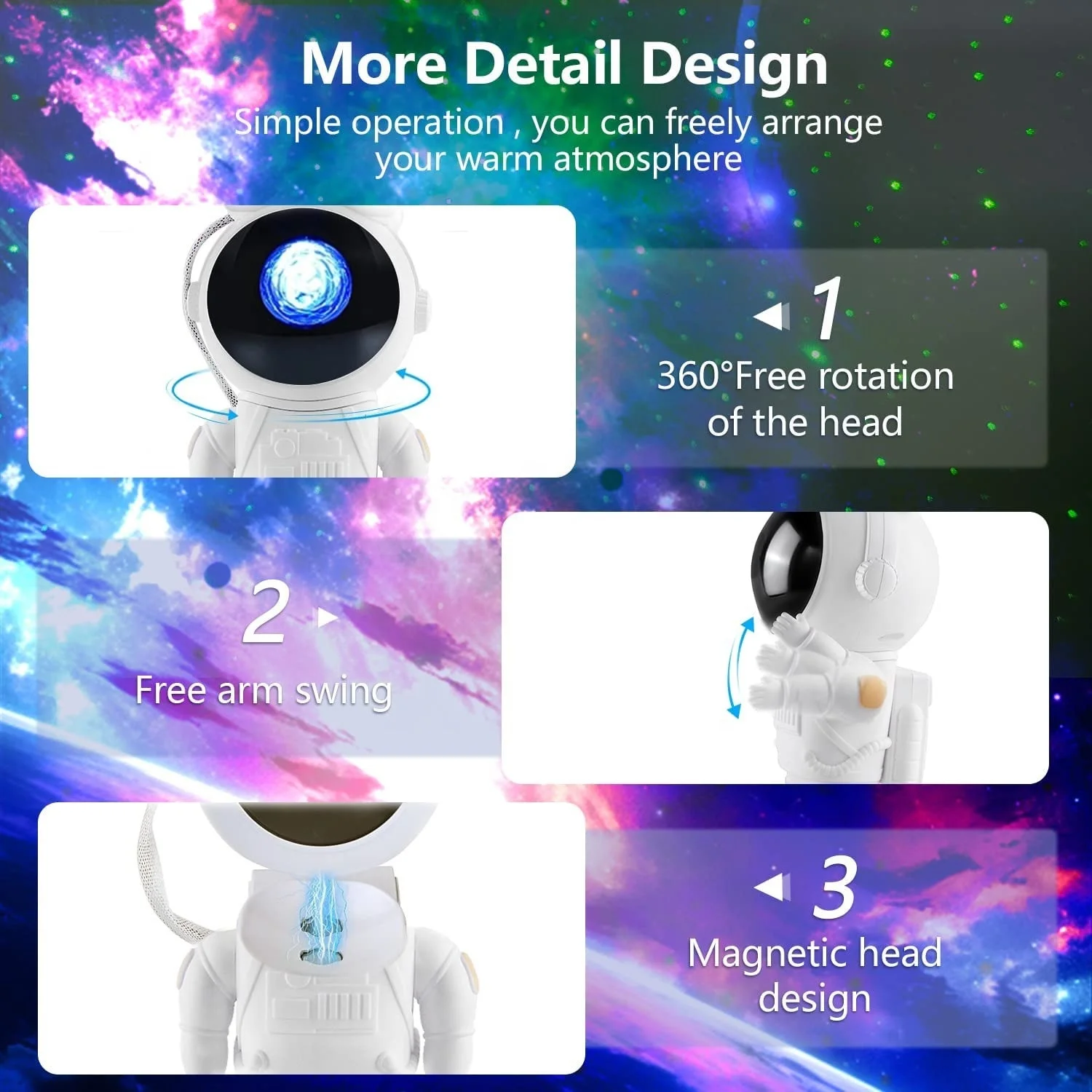 LED Astronaut Projector Lamp Star Galaxy Bedroom Atmosphere Light Bluetooth Speaker With Remote Control For Decoration Ornament
