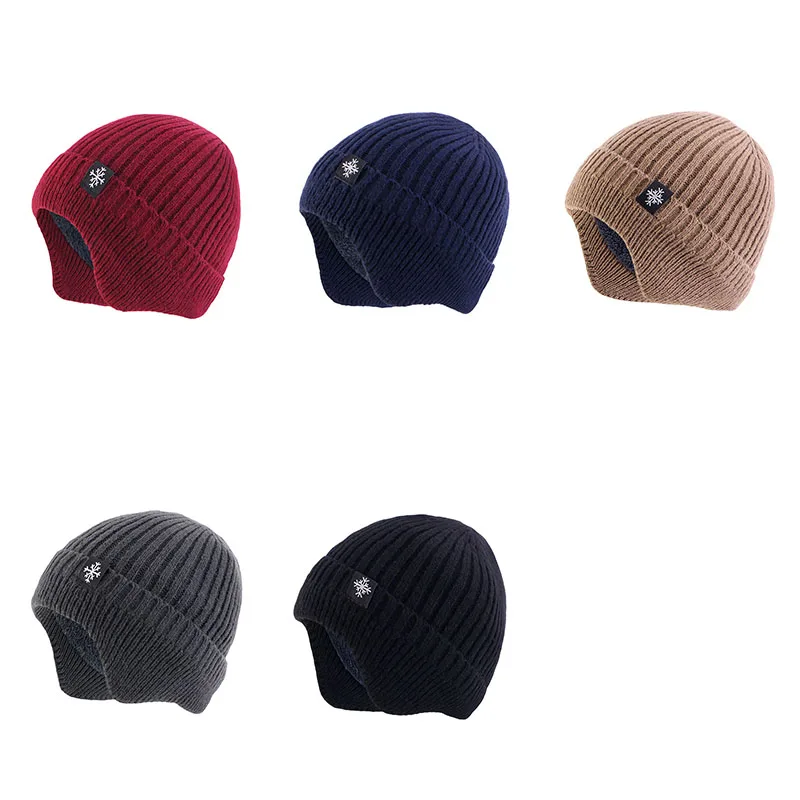 Fashion Design Caps Ear Wrapped Knit Hats With Snowflake Patterns Acrylic Winter Beanies Warm Hats