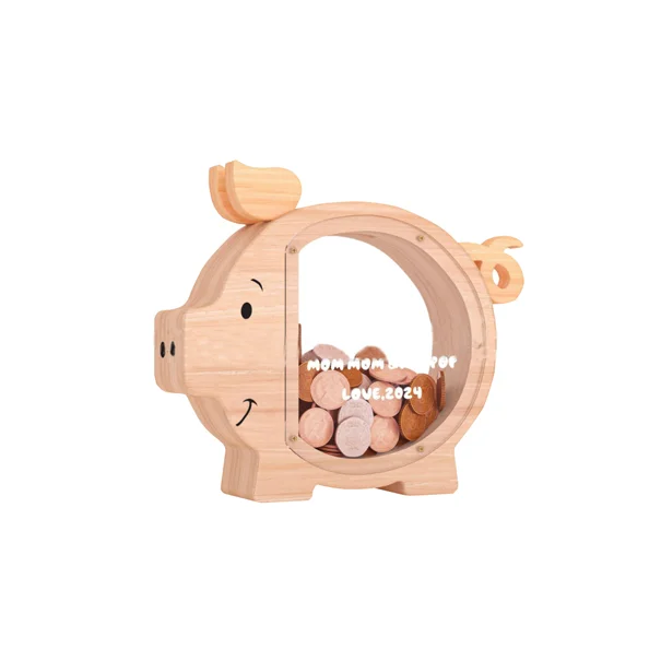 Wooden Piggy Bank  Pig Money Box Pig Coin Bank Piggy Bank
