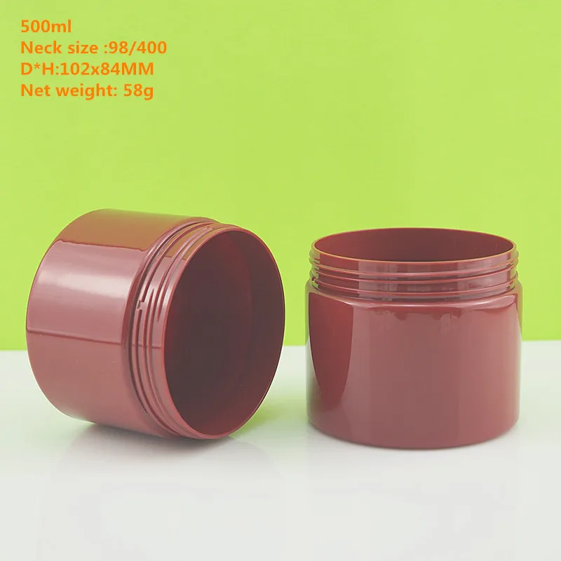 500g red plastic wide mouth cream jar