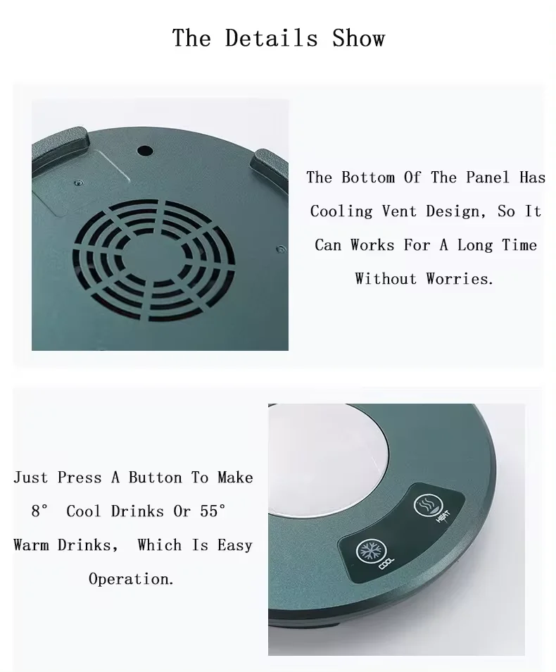 2 in 1 Quick Cooling and Heating Smart Coaster With Mug Electric USB Cup Warmer Cooler for Coffee Milk Drinking