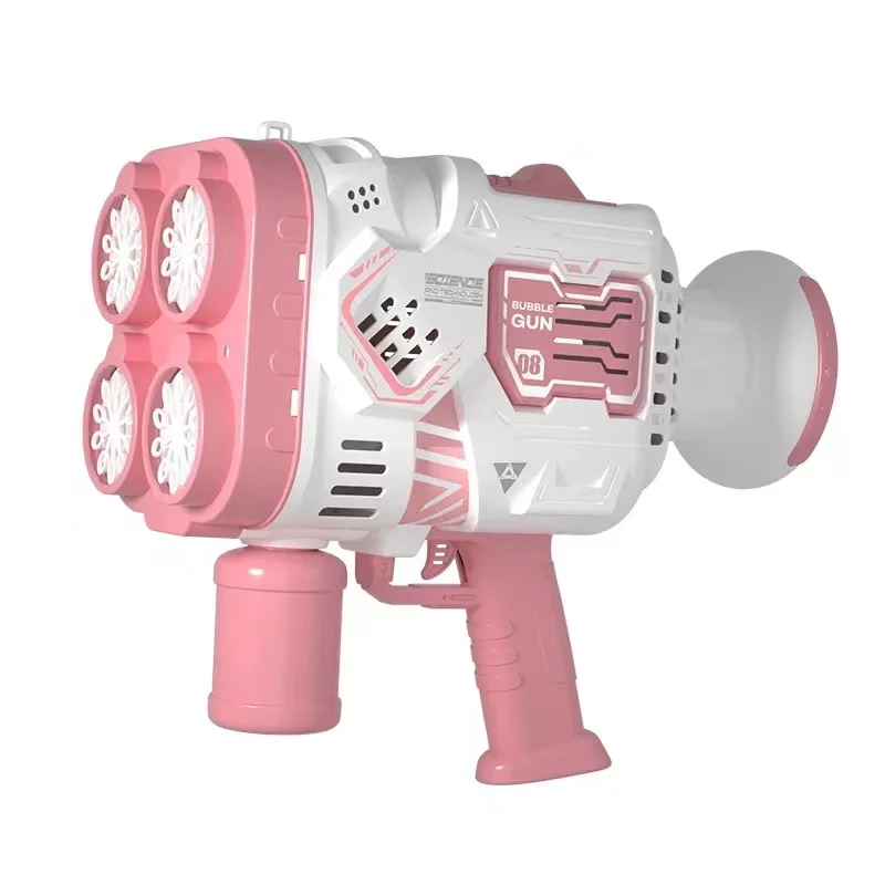 Color Box Best Selling Electric Bubble Shooting Airbrush Soap Manufacturer 40 Hole Bazooka Bubble Gun Outdoor Bubble Toy Plastic