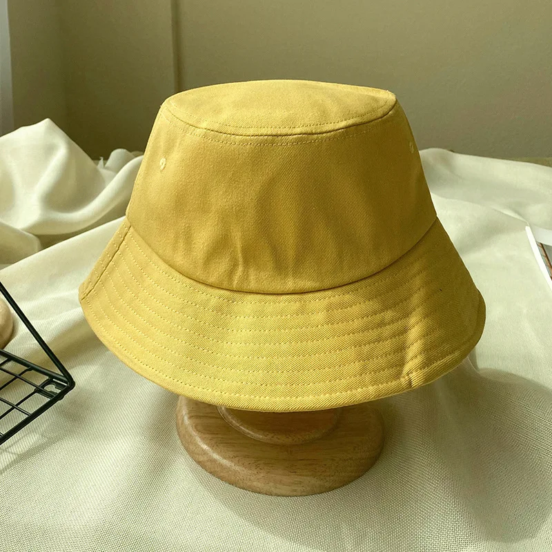 Wholesale unisex flat top wide brim plain blank cotton custom bucket hat
