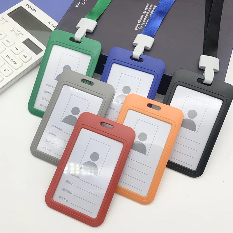Factory Price Custom Logo Hard ABS Plastic Vertical Sliding ID Card Holder Multi-colors Name Badge Holder