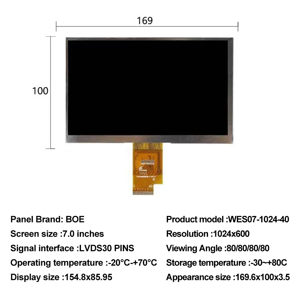 7-дюймовый сенсорный экран 1024x600 BOE ips промышленная панель сборочный lvds интерфейс ЖК-модуль заводская цена оптовая продажа