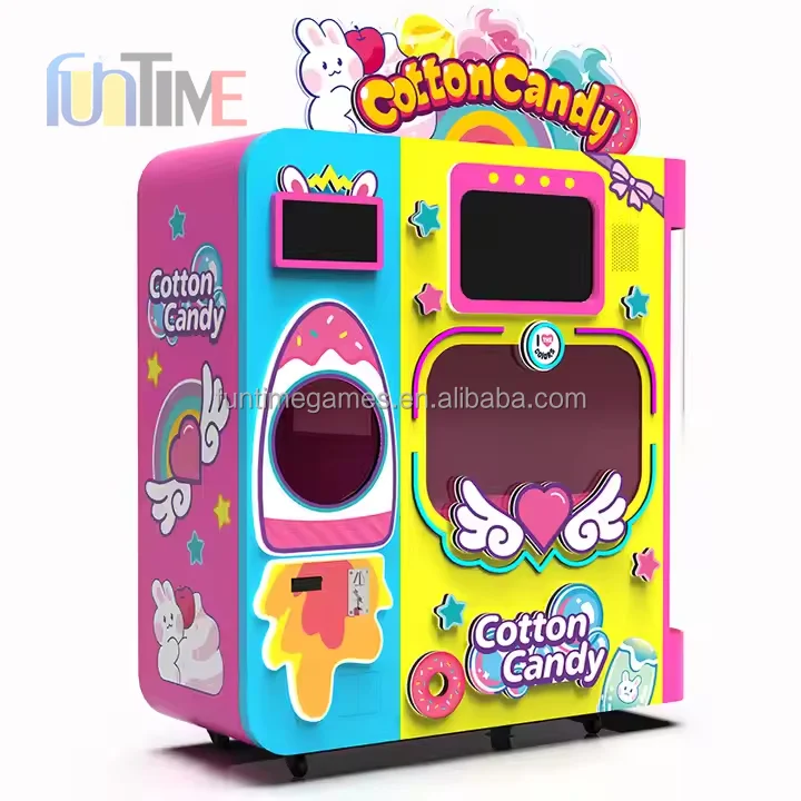 Customized pretty 450w robot cotton vending machine cotton candy machine