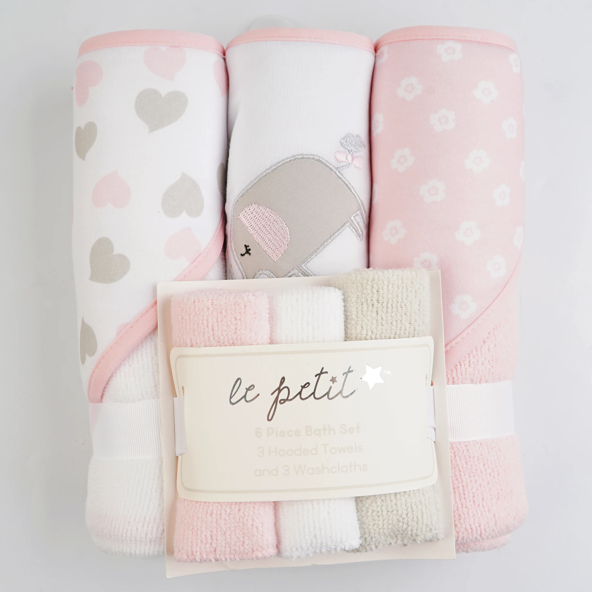 6 шт., набор полотенец с капюшоном и мочалок