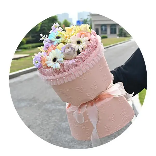 LONGSUN Floral gifts flowers bouquet wrapping paper three-dimensional art embossing paper, rose embossing paper