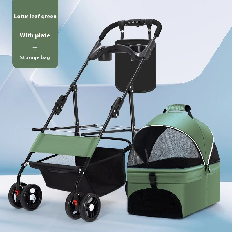 Luxury Cat Dog Stroller Travel Carriers 4 Wheels Portable Folding Pet Stroller Pet Dog Trolley