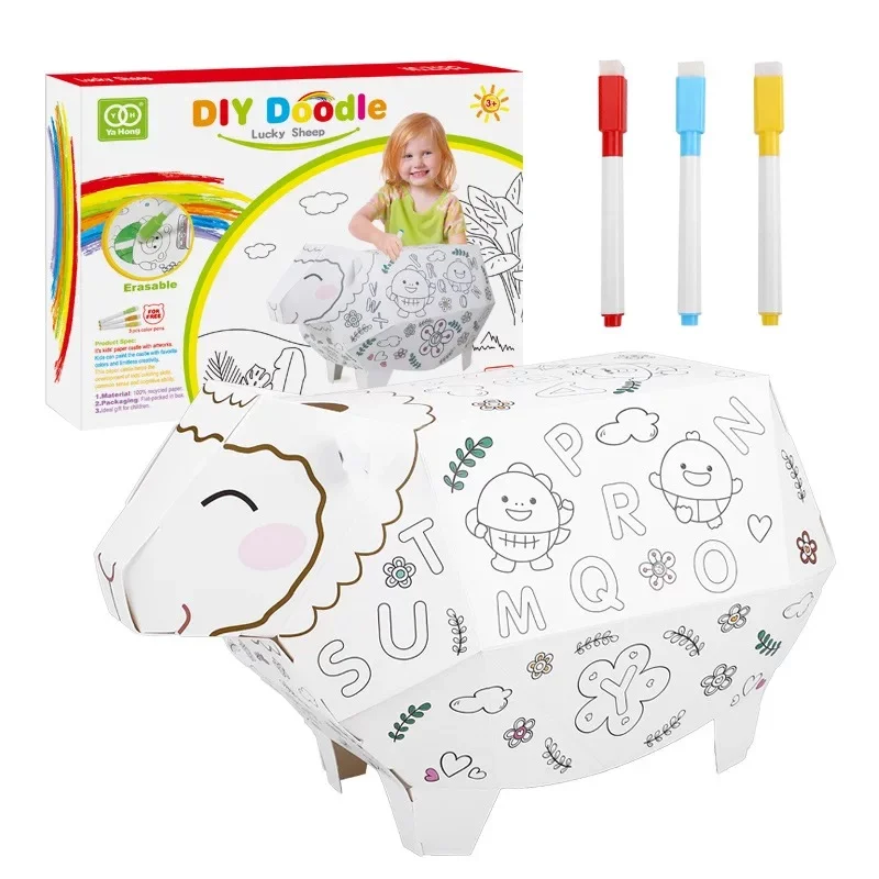 Цветная картонная Интерактивная Развивающая игрушка «сделай сам» для строительства и живописи 3D рисования вручную