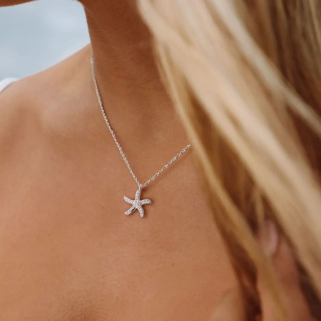 NUORO Fashion Gold Chain Star Charm Necklace Summer Beach Jewelry Brass 14k Gold Link Chain Starfish Pendant Necklaces Women